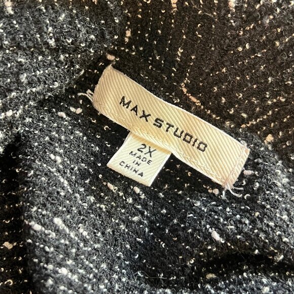 Max Studio Women Size 2X Black/White Shawl Collar Textured Jacquard Jacket - Picture 6 of 8
